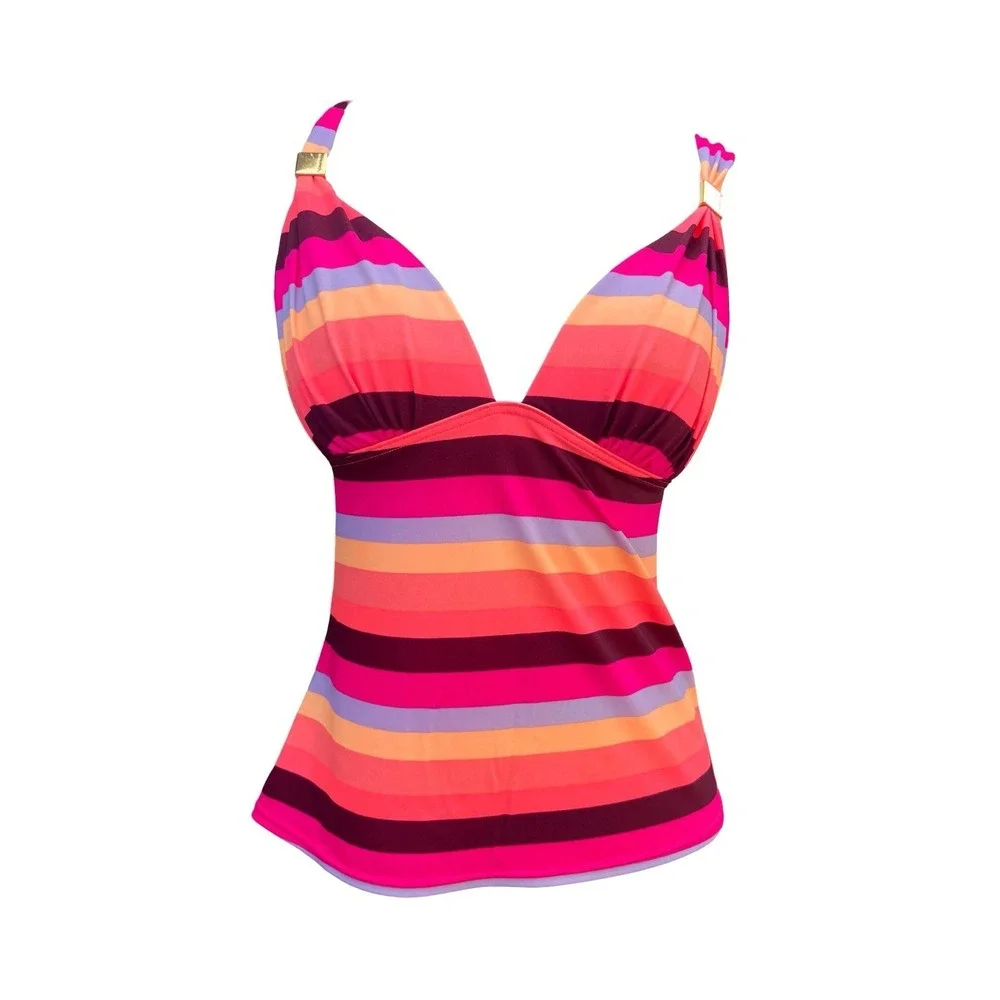 Victoria's Secret Orange Purple Striped Tankini Size m - Picture 2 of 4